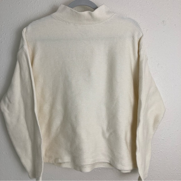 Madewell knit cream sweater womens medium 100% cotton pockets - Picture 4 of 15